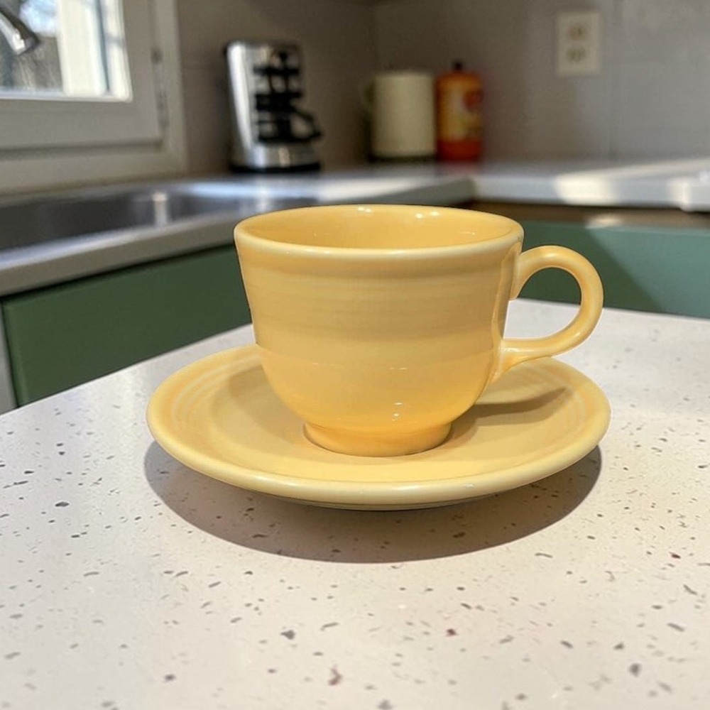 Fiesta Sunflower Cup‎ And Saucer, Replacement Dining, Vintage Homer Laughlin